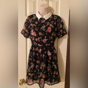 Forever 21 Floral Mini Dress with White Collar